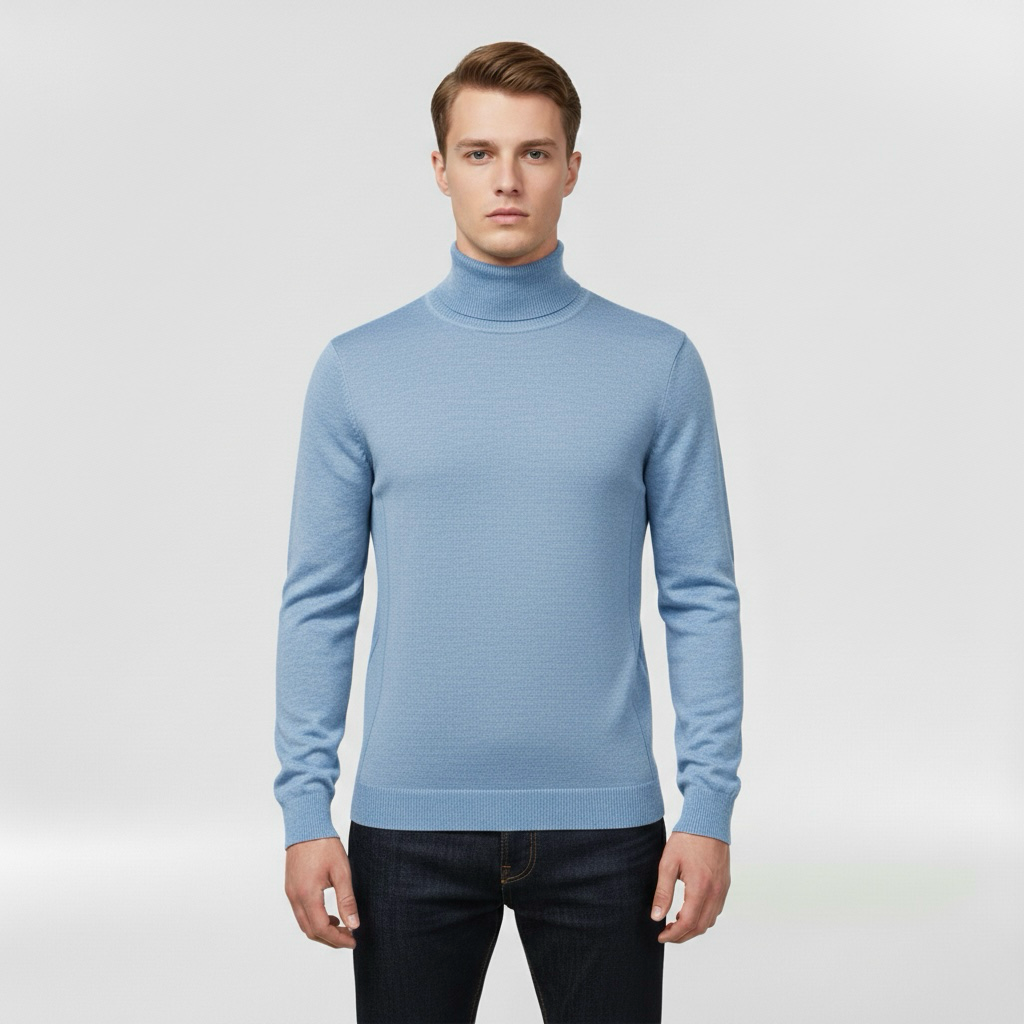 Pánský pletený svetr s vysokým límcem, teplý, elegantní a ležérní na zimu