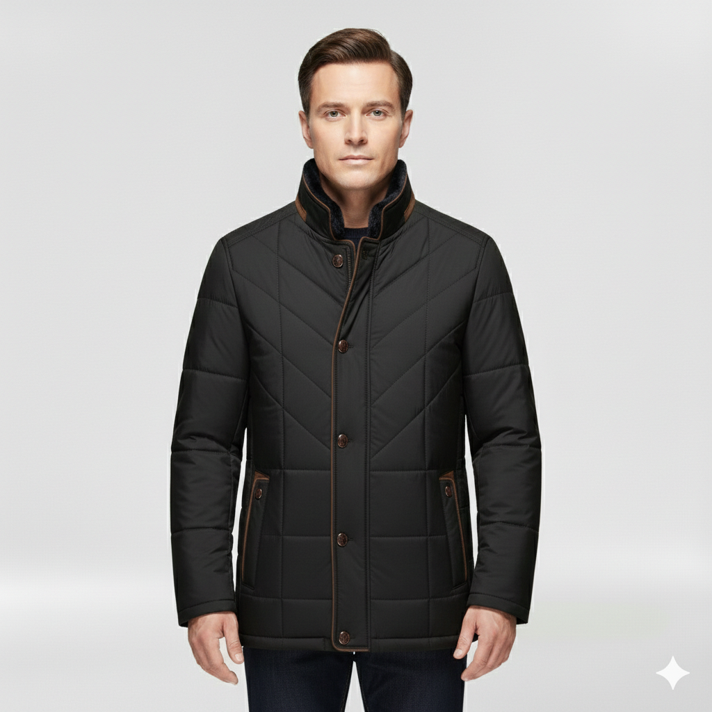 Kurtka męska z wysokim kołnierzem na zimę