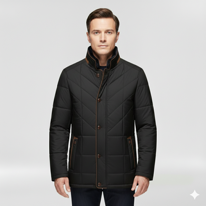 Kurtka męska z wysokim kołnierzem na zimę