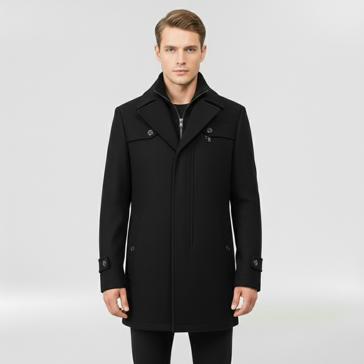 Cappotto medio lungo da uomo con bottoni per inverno elegante