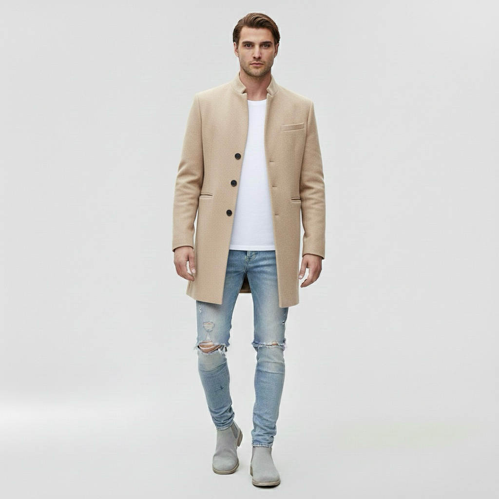 Μακρύ παλτό για άνδρες για επίσημη καθημερινή εμφάνιση σε δροσερό καιρό