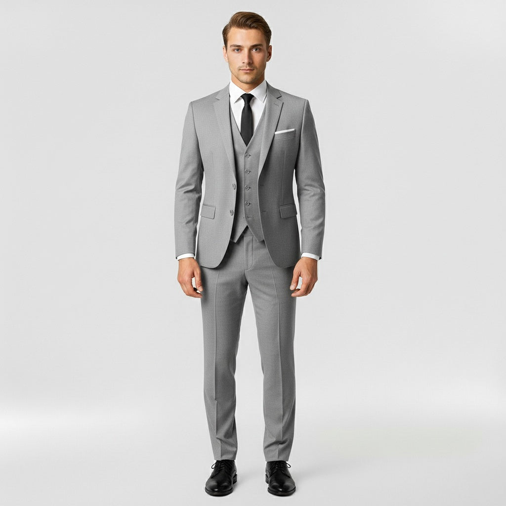 Férfi 3 részes formális öltöny zakóval, mellénnyel és nadrággal