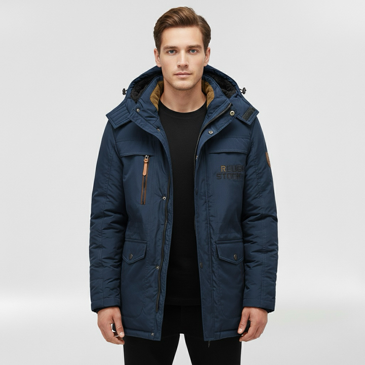 Pánská prošívaná bunda s kapucí, každodenní zimní kabát