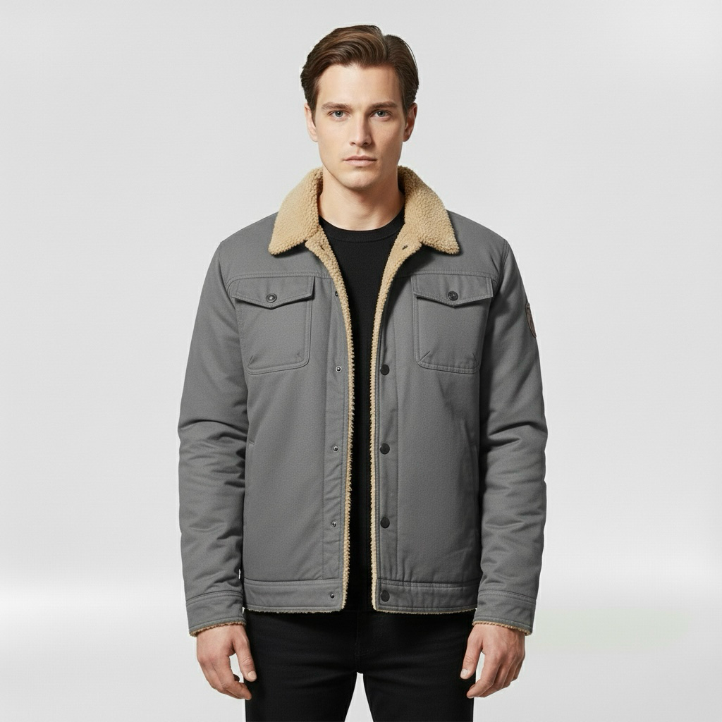 Kurtka bomberka męska z kołnierzem w kontrastowym kolorze do codziennego użytku casualowego