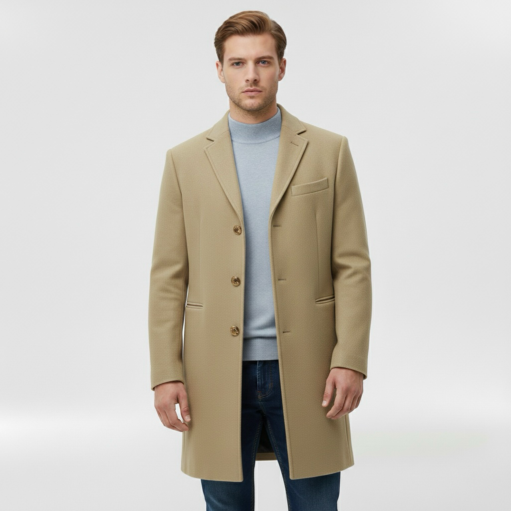 Trenchcoat für Herren mit Knöpfen für elegante Alltagsmäntel