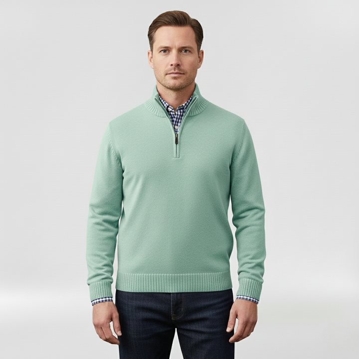 Pánský svetr se středním zipem pro vrstvení a každodenní nošení