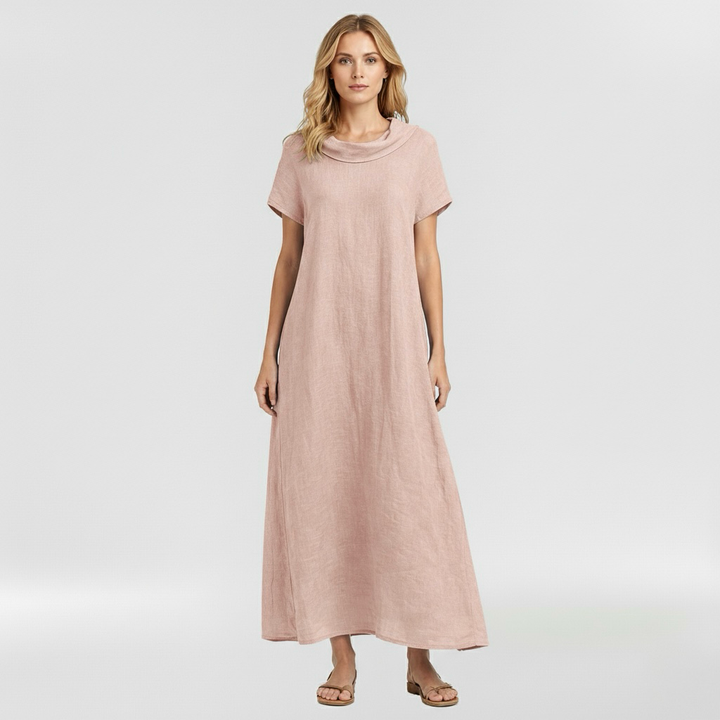 Vestido largo suelto para mujer de manga corta casual