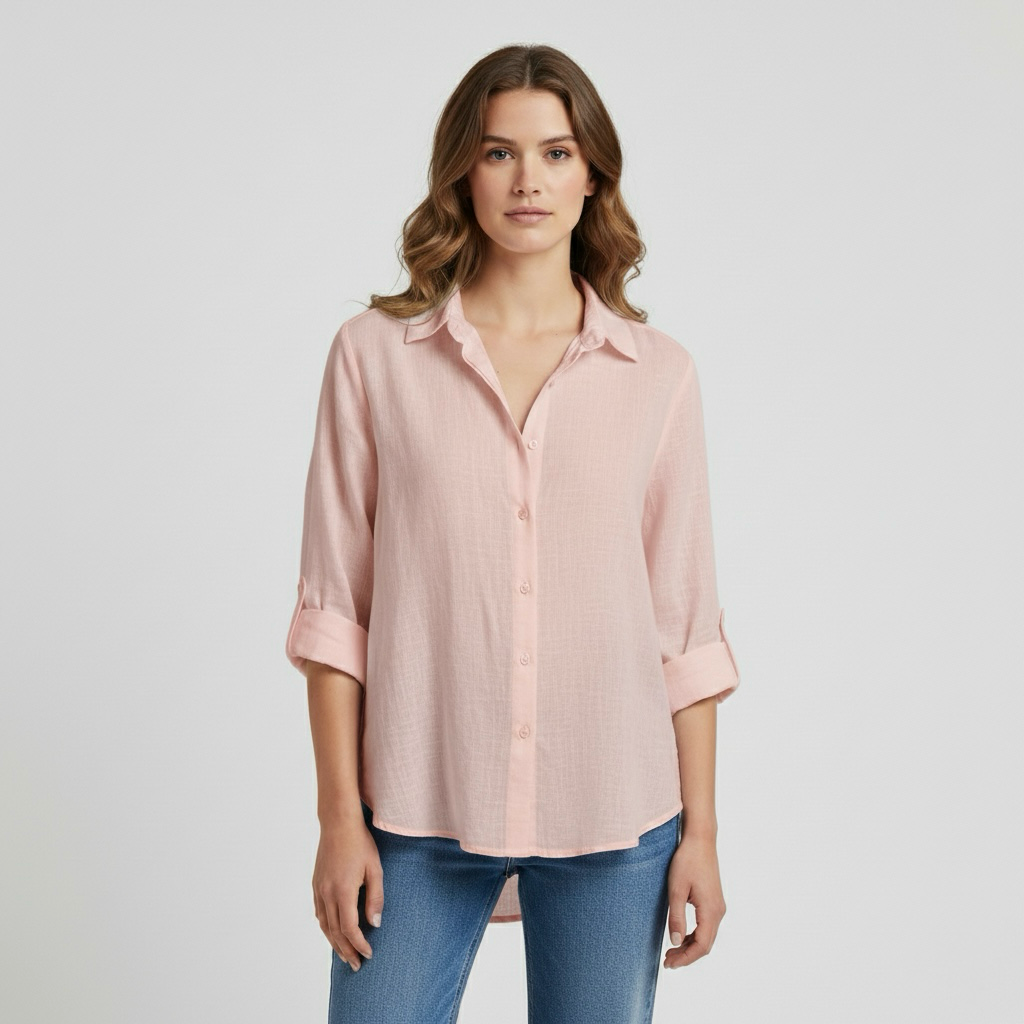 Camicia da donna a taglio comodo con bottoni per tutti i giorni