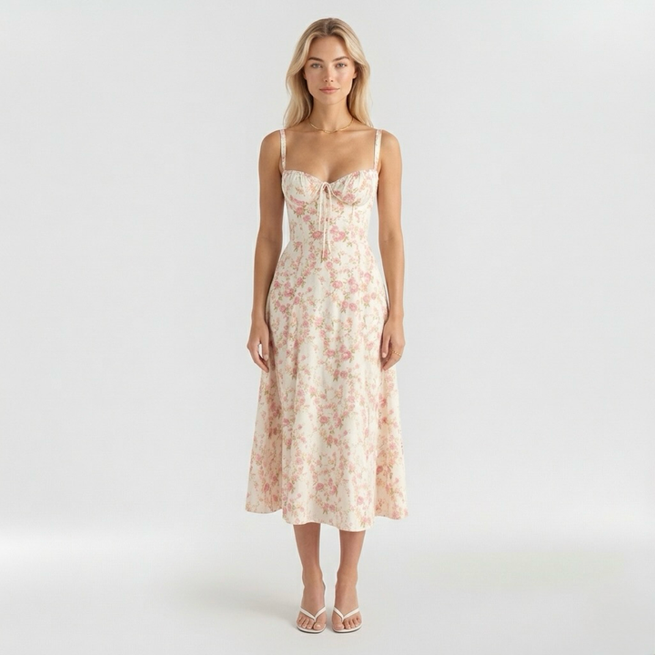 Vestido midi de tirantes con abertura lateral para mujer