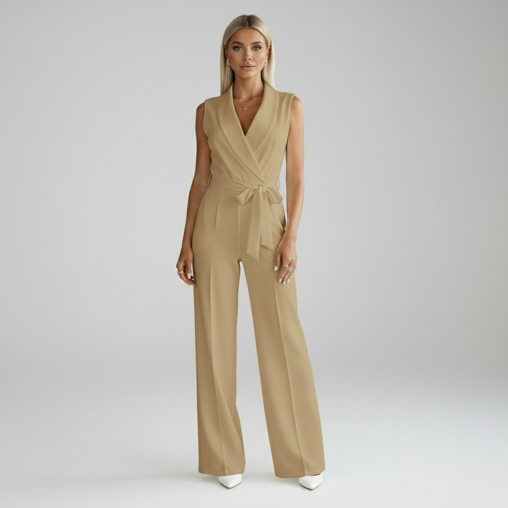 Dámský overal bez rukávů a s výstřihem do V na společenské události a večery