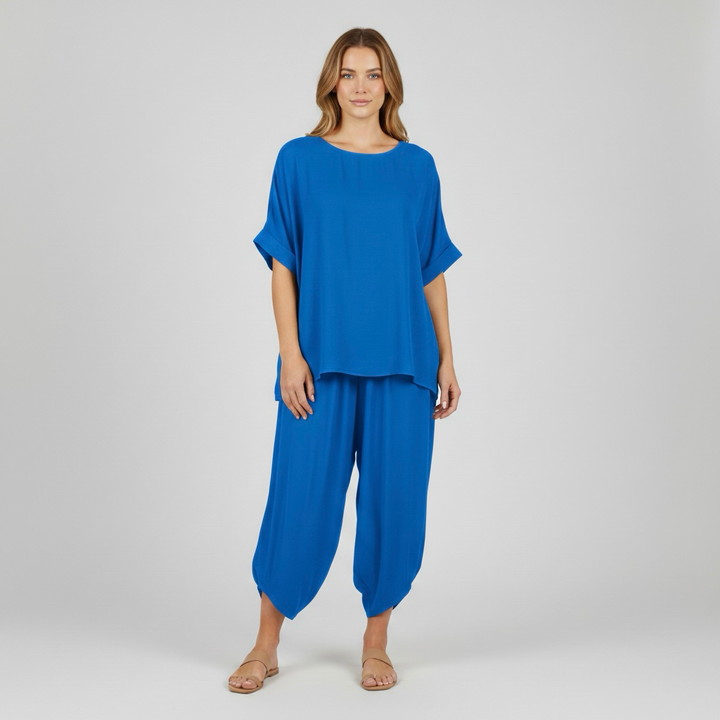 Pohodlná dvoudílná souprava pro ženy, top a volné kalhoty