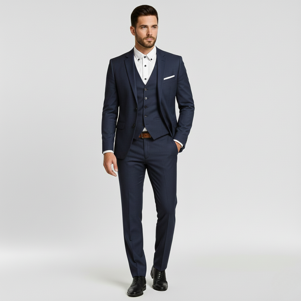 Costume 3 pièces pour homme avec veste, gilet et pantalon pour mariages