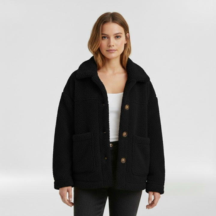 Chaqueta polar para mujer con botones delanteros para abrigarse a diario