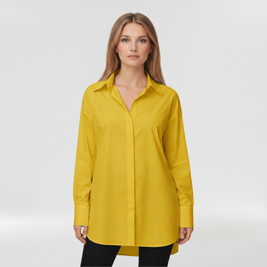 Camicia con bottoni da donna a maniche lunghe per l'ufficio