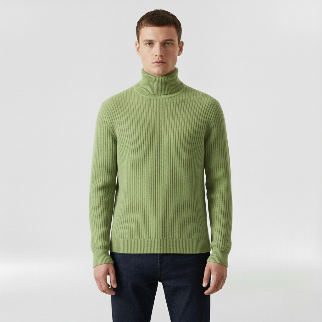 Gerippter Rollkragenpullover für Herren für Herbst und Winter im Alltag