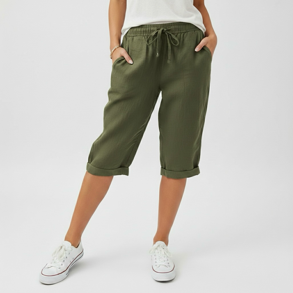 Pantaloncini informali al ginocchio con cordoncino da donna
