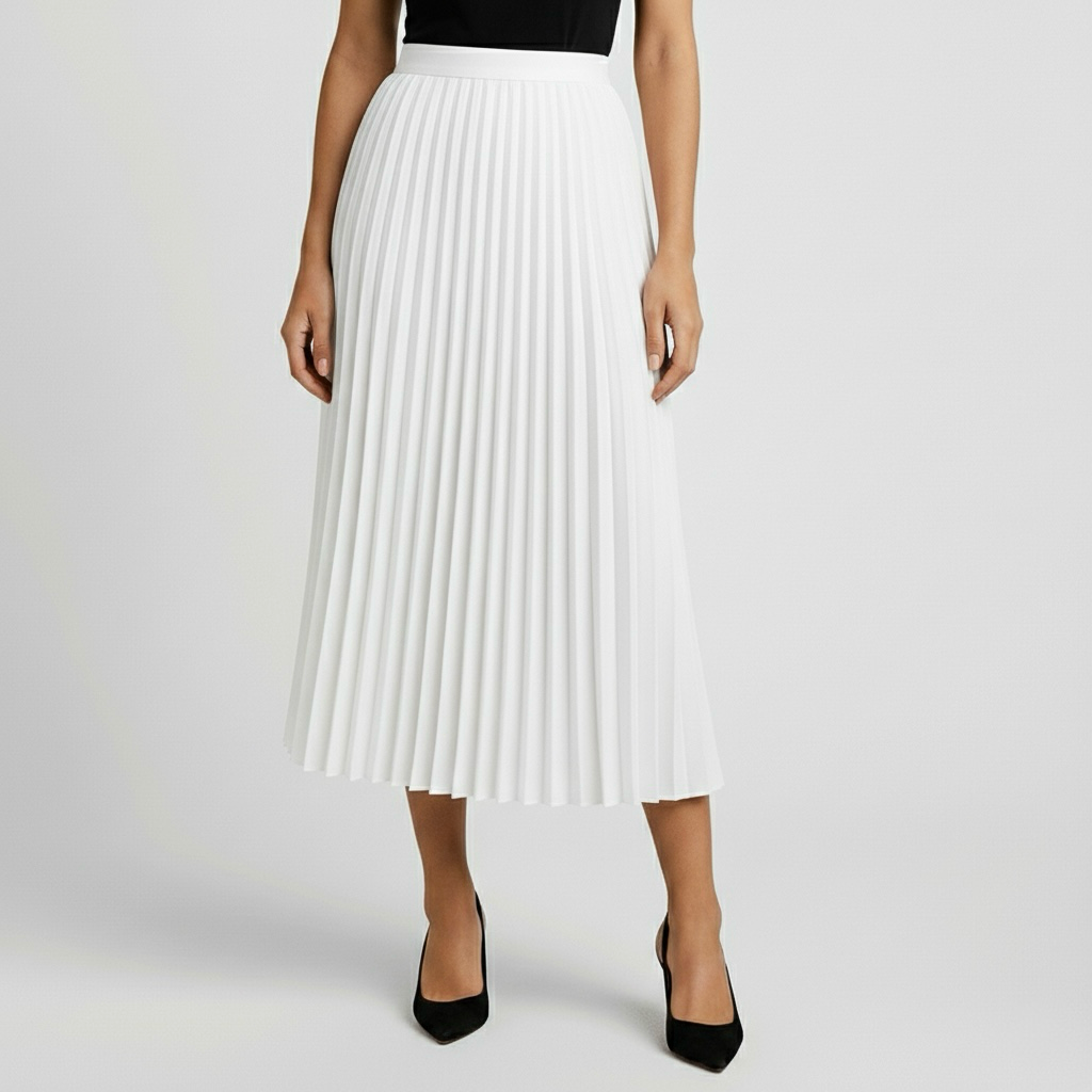 Falda midi plisada clásica para uso diario y oficina