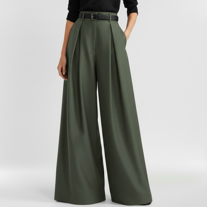 Γυναικείο παντελόνι με φαρδιά μπατζάκια και ψηλή μέση για κομψή καθημερινή εμφάνιση