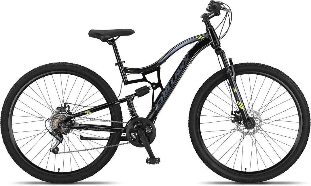 Chillaxx Bike Falcon Premium Mountainbike in 24,26,27.5 und 29 Zoll - Fahrrad für Jungen, Mädchen, Damen und Herren - Scheibenbremse- 21 Gang-Schaltung - Vollfederung