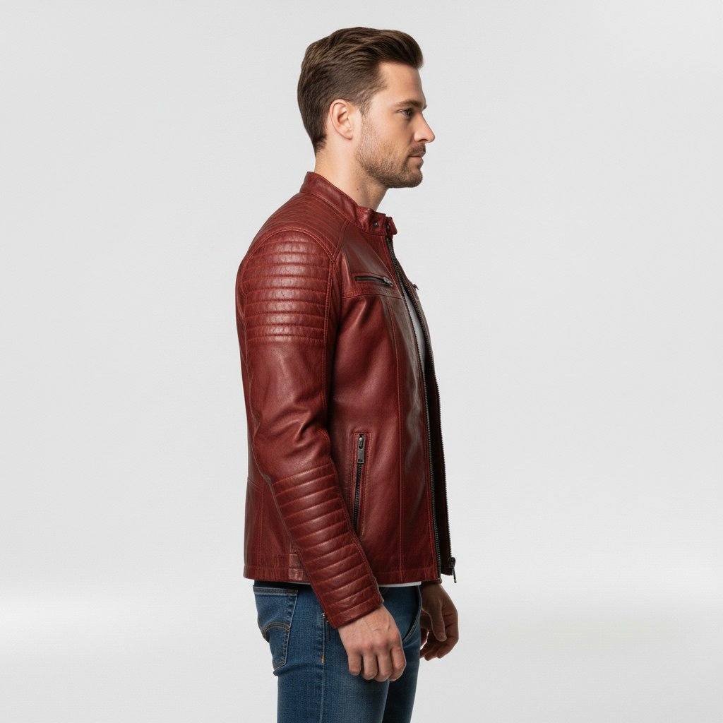 Pánská kožená bunda se zapínáním na zip pro každodenní běžné nošení