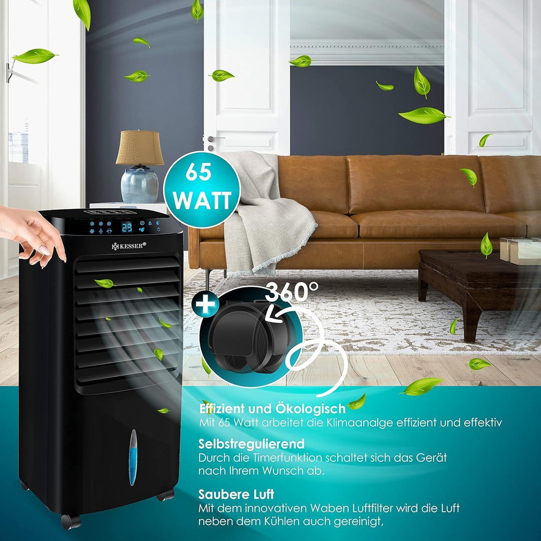 KESSER 4in1 Mobile Klimaanlage | Fernbedienung | Klimagert | Ventilator Klimaanlage | Timer | 3 Stufen | Ionisator Luftbefeuchter | Luftkühler |