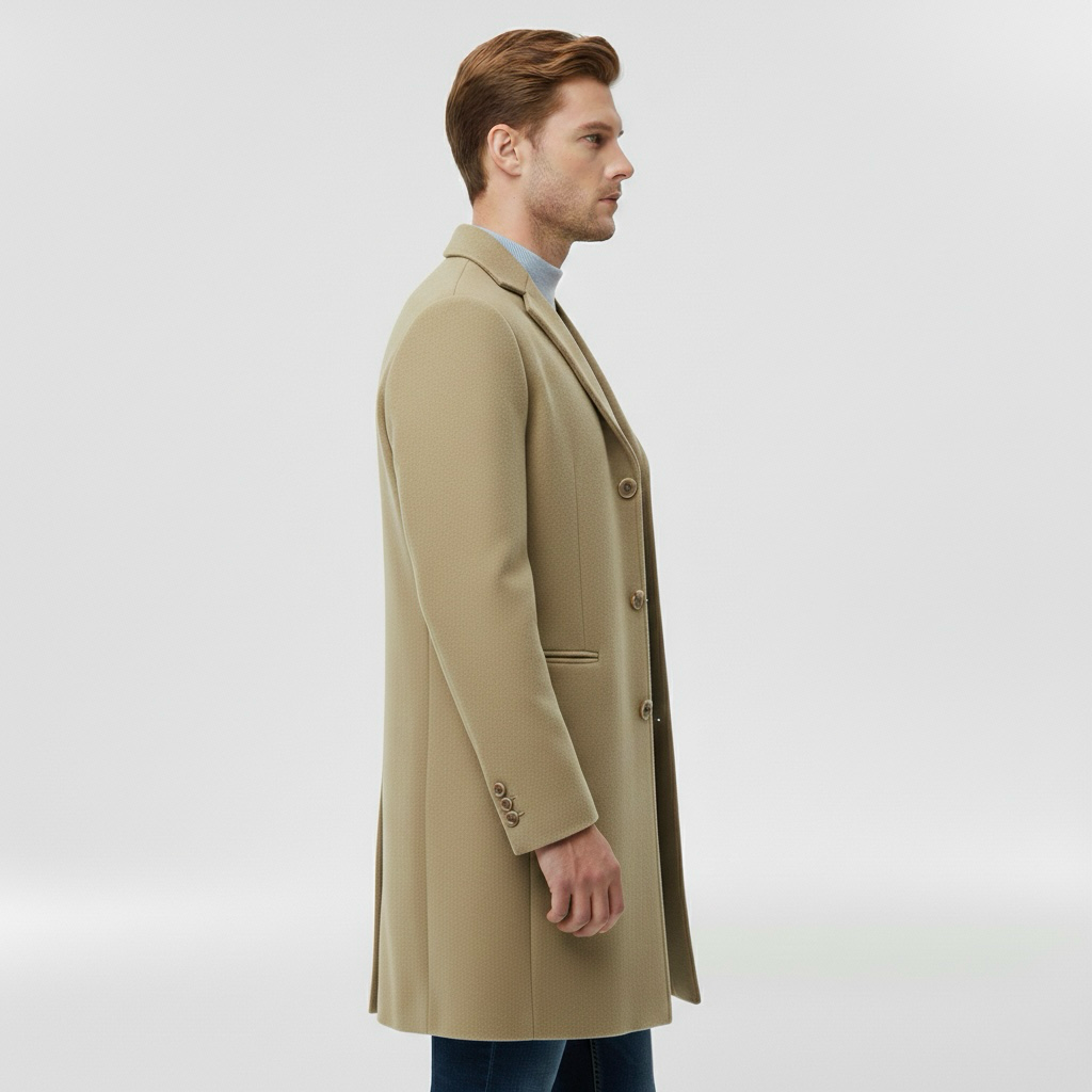 Trenchcoat für Herren mit Knöpfen für elegante Alltagsmäntel