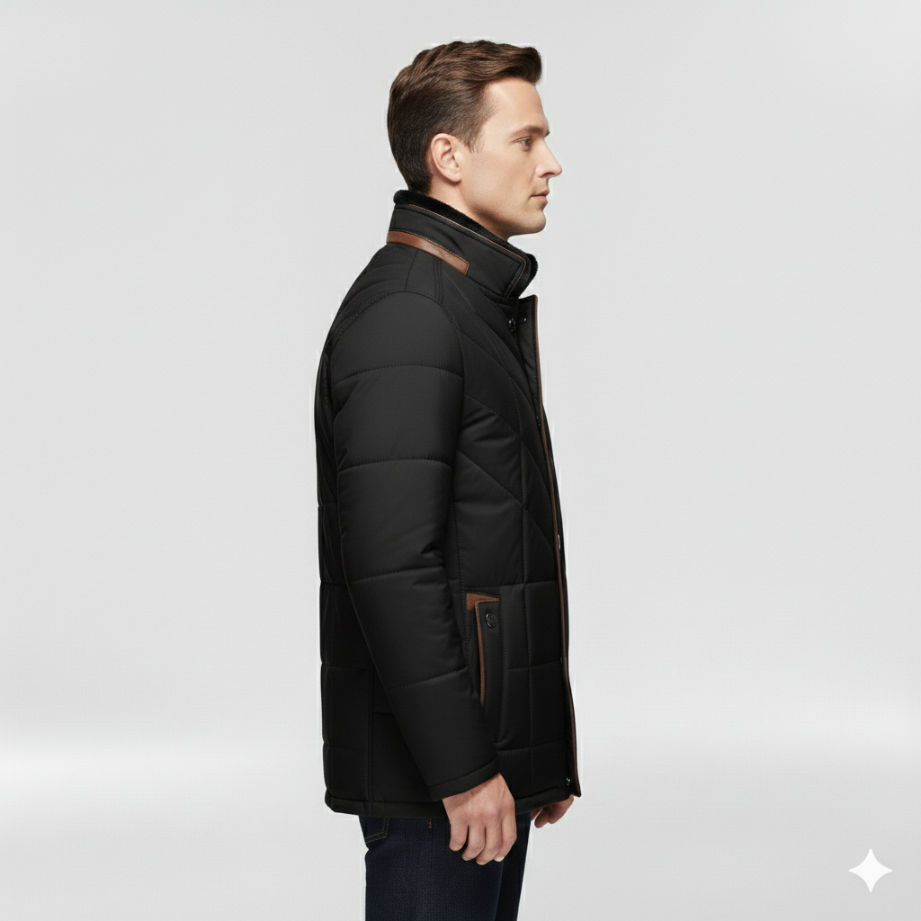 Kurtka męska z wysokim kołnierzem na zimę