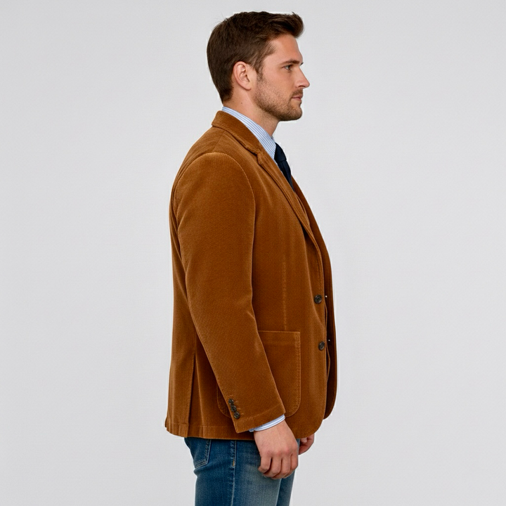 Sacou bărbați din catifea cu rever și nasturi
