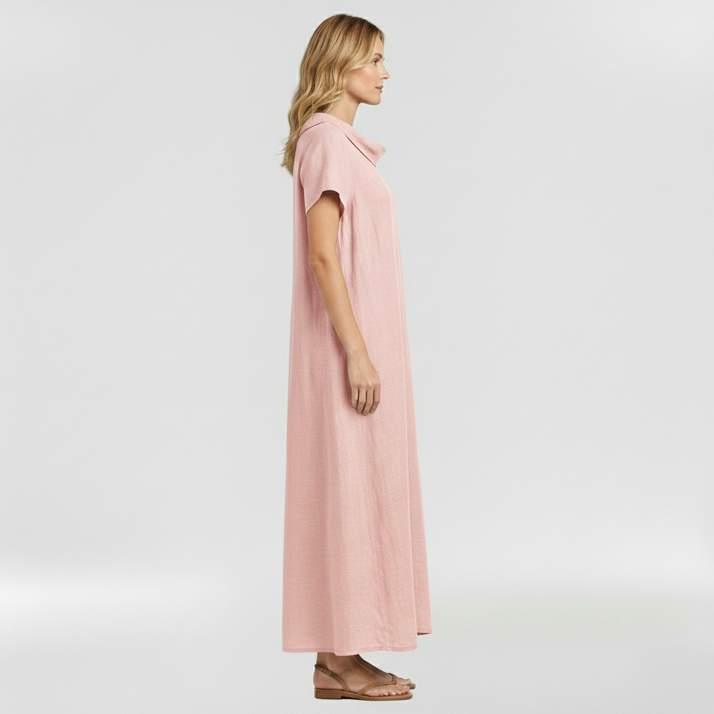 Vestido largo suelto para mujer de manga corta casual