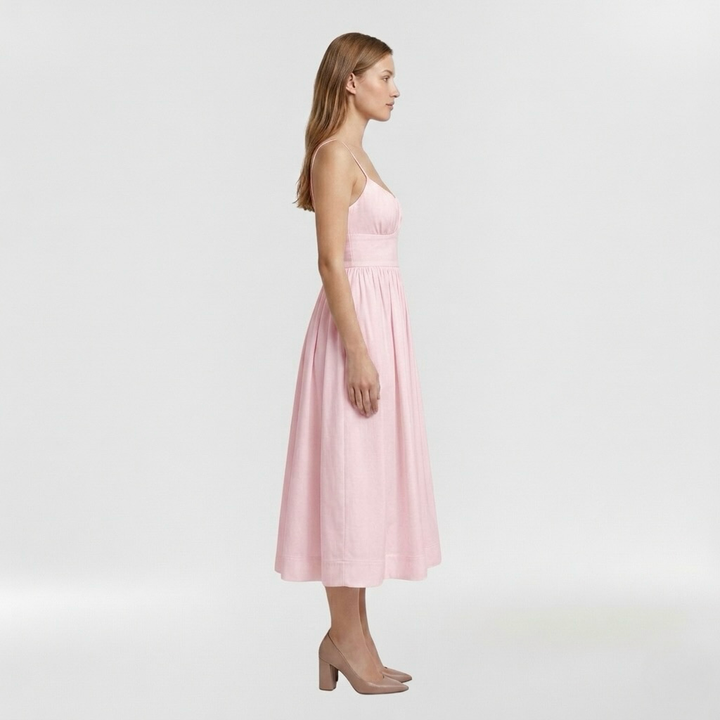 Robe midi sans manches pour femme avec fines bretelles