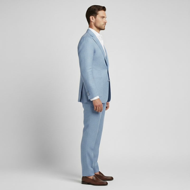 Costume en lin 2 pièces pour homme avec veste croisée pour mariages