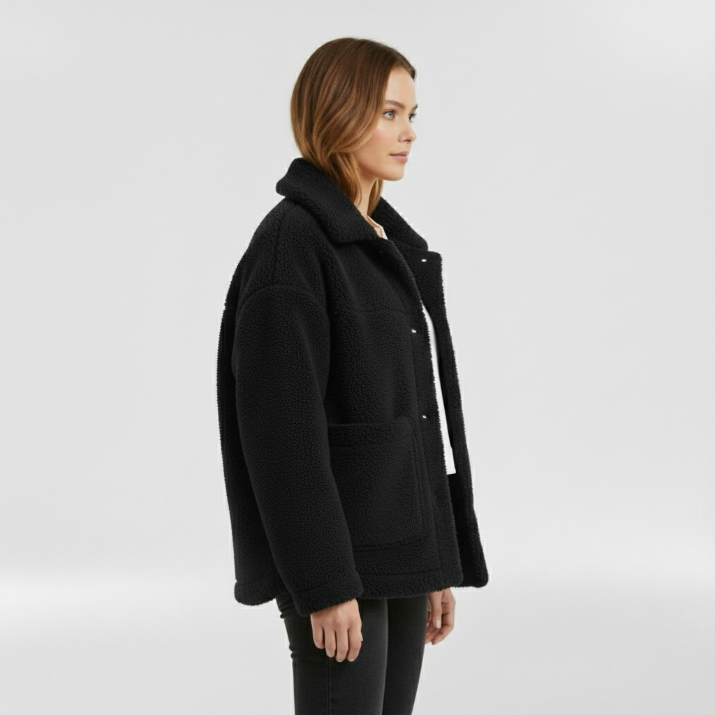 Chaqueta polar para mujer con botones delanteros para abrigarse a diario