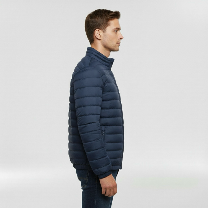 Geacă matlasată ușoară pentru bărbați cu guler înalt pentru iarnă