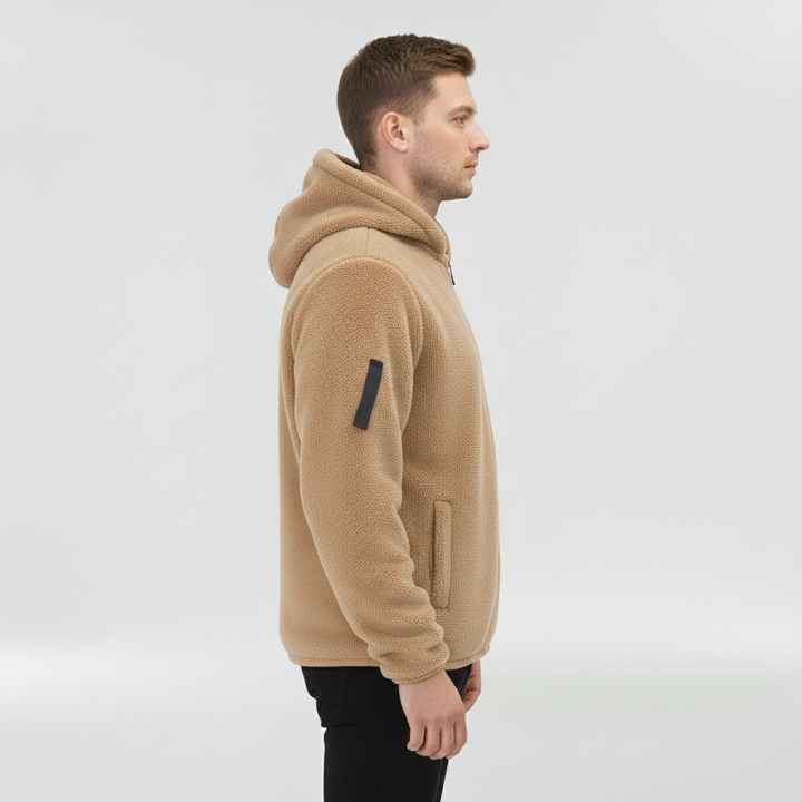 Kurtka z polaru z kapturem i zamkiem błyskawicznym dla mężczyzn na zimę