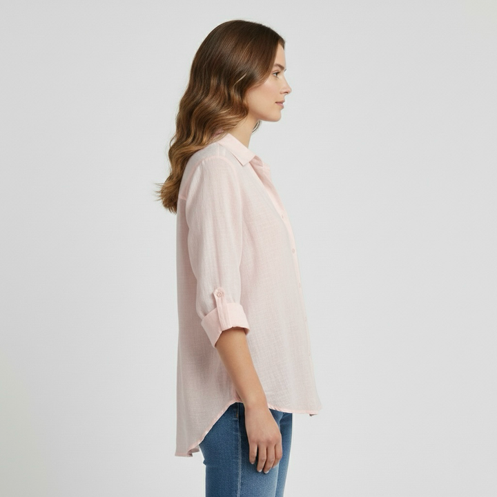 Camicia da donna a taglio comodo con bottoni per tutti i giorni