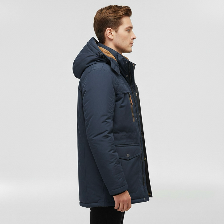 Pánská prošívaná bunda s kapucí, každodenní zimní kabát