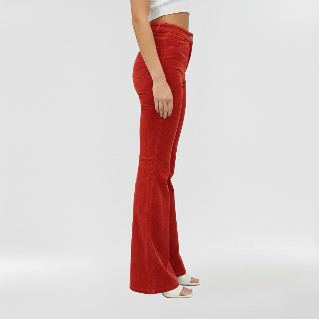 Γυναικεία παντελόνια με φαρδύ καμπάνα και ψηλή μέση για καθημερινή χρήση