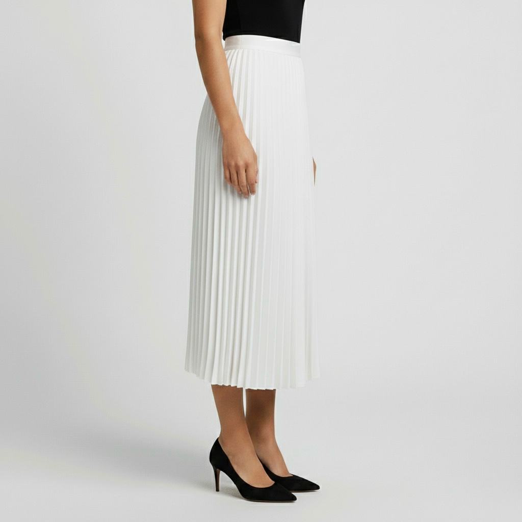 Falda midi plisada clásica para uso diario y oficina