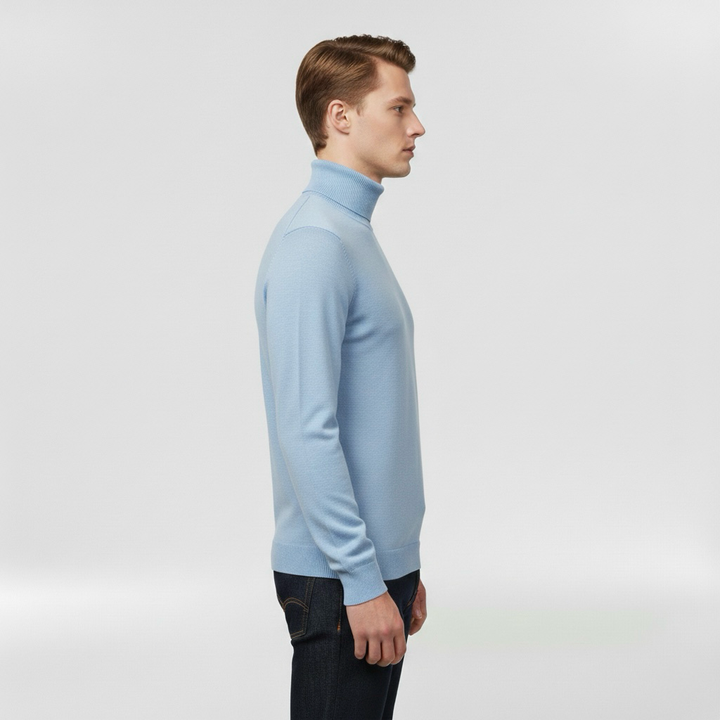 Pánský pletený svetr s vysokým límcem, teplý, elegantní a ležérní na zimu