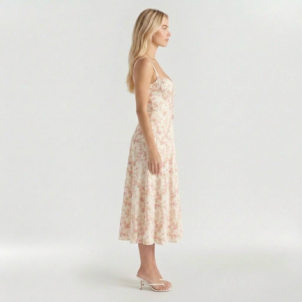 Vestido midi de tirantes con abertura lateral para mujer