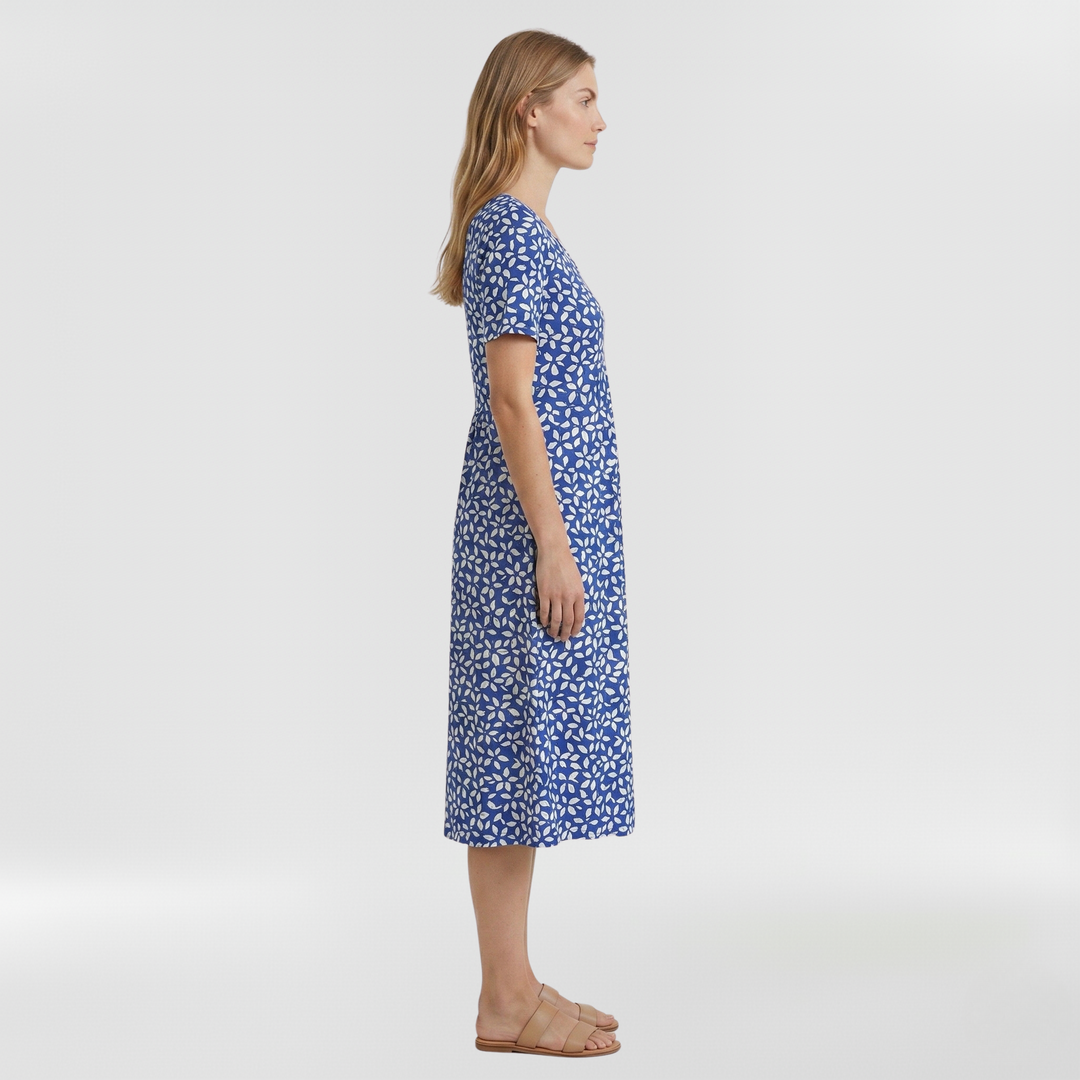 Vestido midi floral de manga corta para mujer diario