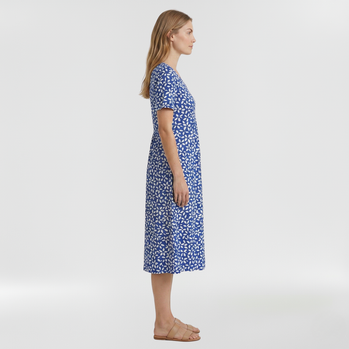 Vestido midi floral de manga corta para mujer diario