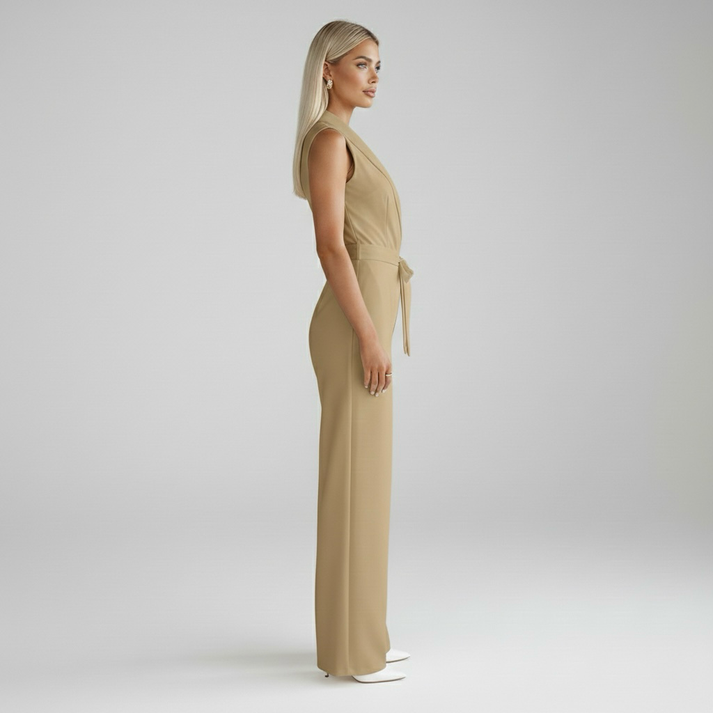 Dámský overal bez rukávů a s výstřihem do V na společenské události a večery