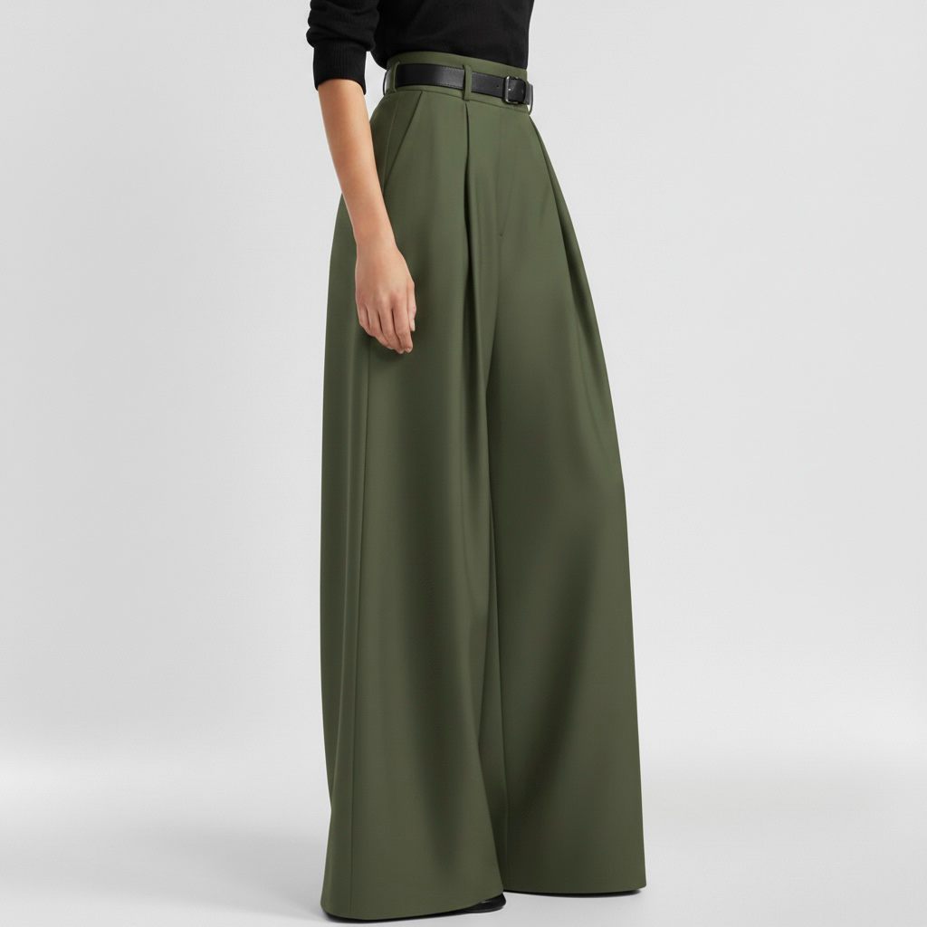 Γυναικείο παντελόνι με φαρδιά μπατζάκια και ψηλή μέση για κομψή καθημερινή εμφάνιση