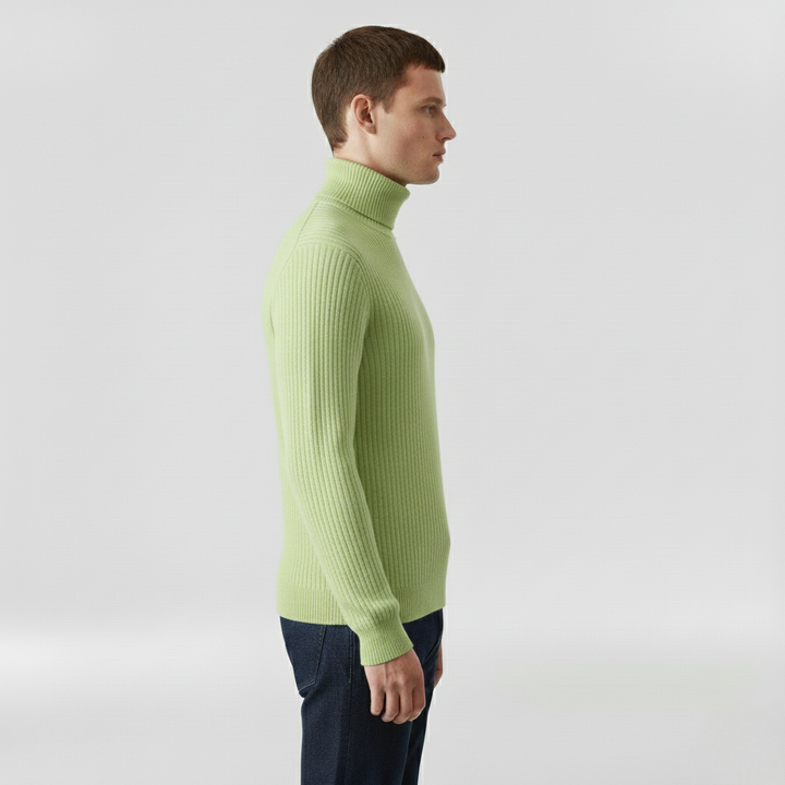 Gerippter Rollkragenpullover für Herren für Herbst und Winter im Alltag