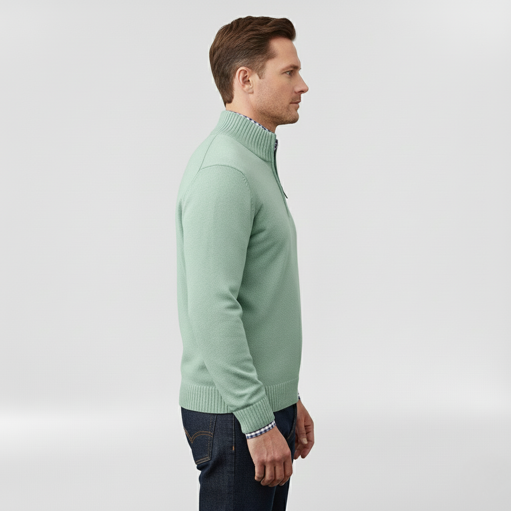 Pánský svetr se středním zipem pro vrstvení a každodenní nošení