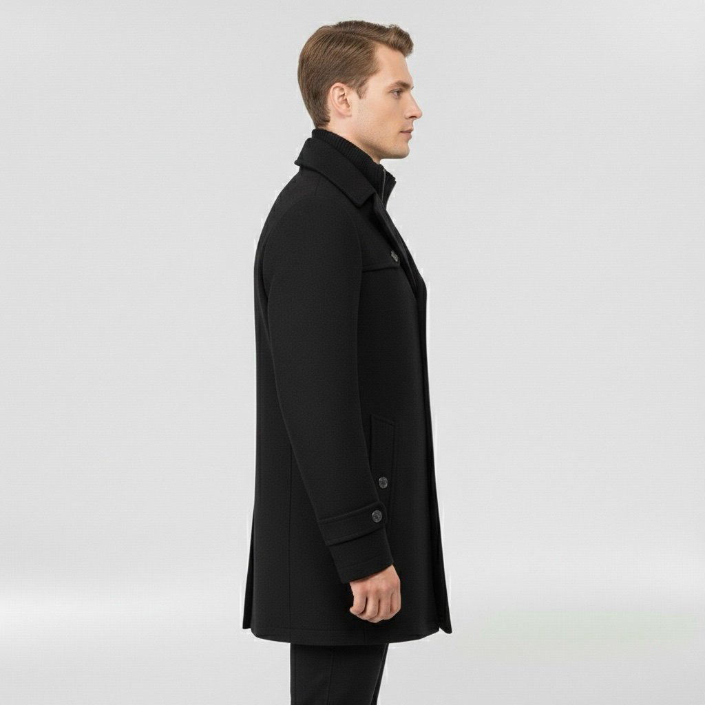 Cappotto medio lungo da uomo con bottoni per inverno elegante