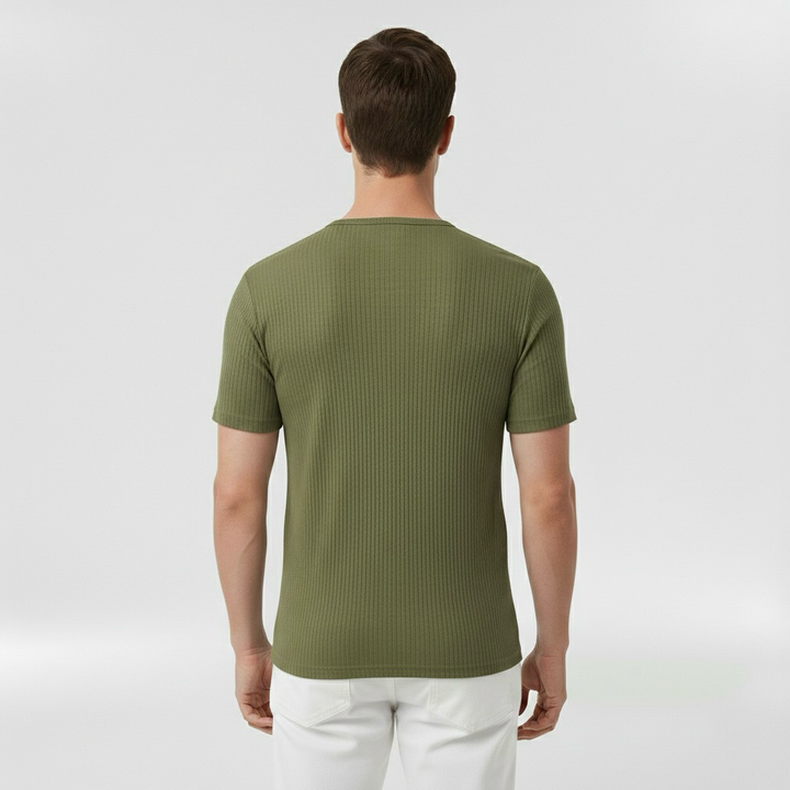 Κοντομάνικη μπλούζα Henley για άντρες με κουμπιά