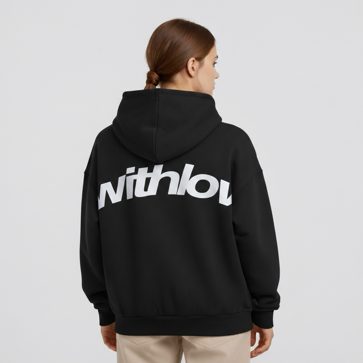 Dámska mikina s kapucňou v nadrozmernom štýle s predným vreckom