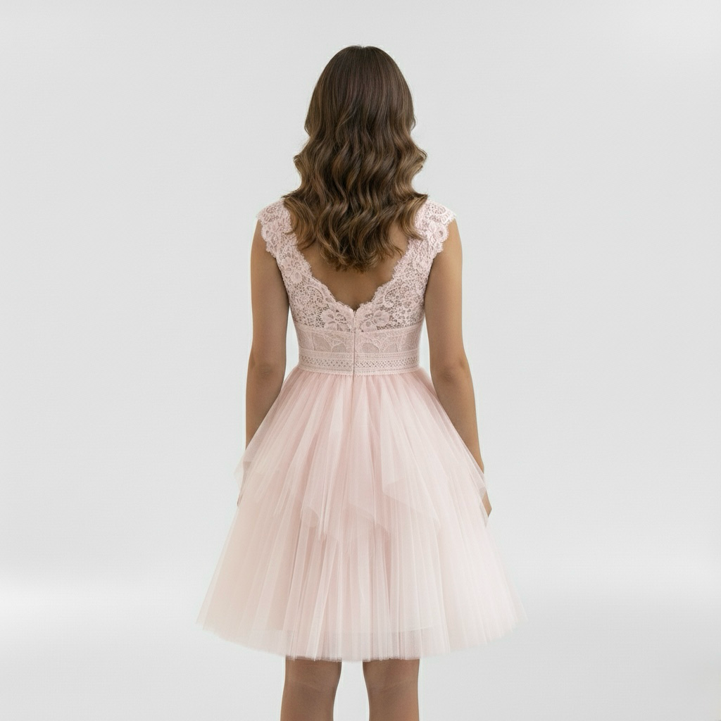 Vestido mini de tul con escote en V para mujer fiestas